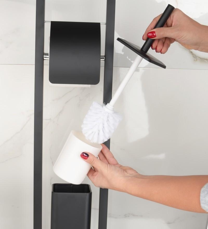 WC rolhouder staand met toiletborstel - 20x80cm - zwart