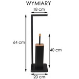 WC rolhouder staand met toiletborstel - 20x64cm - zwart bamboe