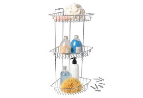 Doucherek - 3 laags - hoekmodel - 25,5x19x52 cm - chroom