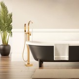 Vrijstaande badkraan - goud - met handdouche - 122 cm hoog