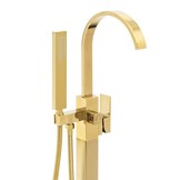 Vrijstaande badkraan - goud - met handdouche - 122 cm hoog