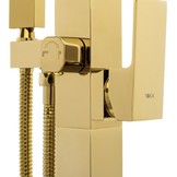 Vrijstaande badkraan - goud - met handdouche - 122 cm hoog