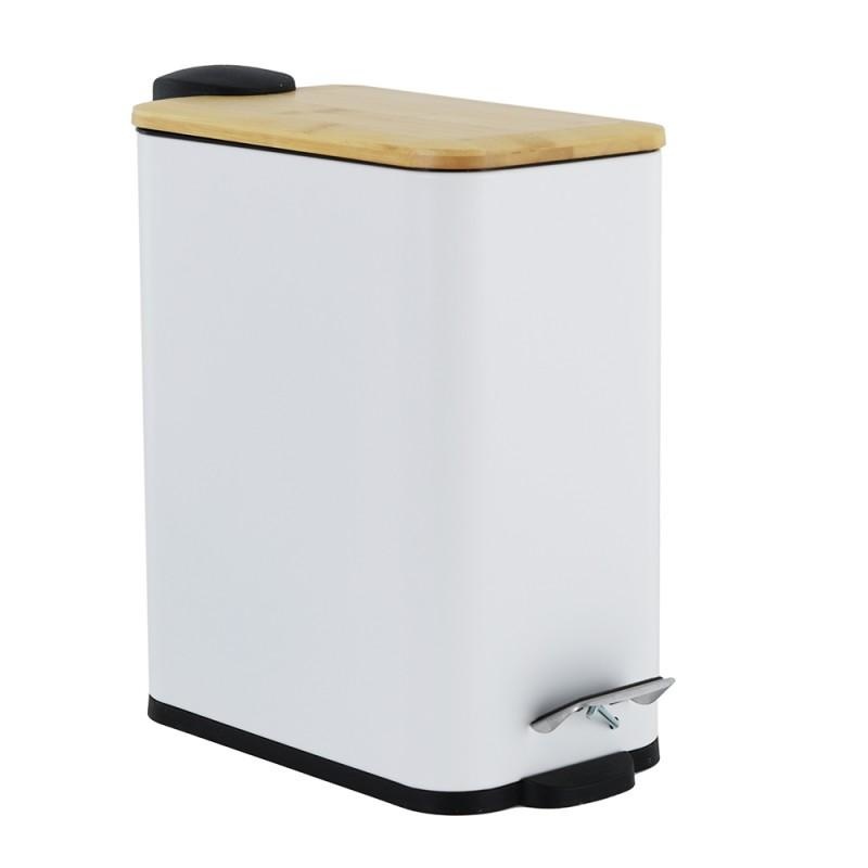Pedaalemmer - prullenbak badkamer - 5 liter - wit bamboe