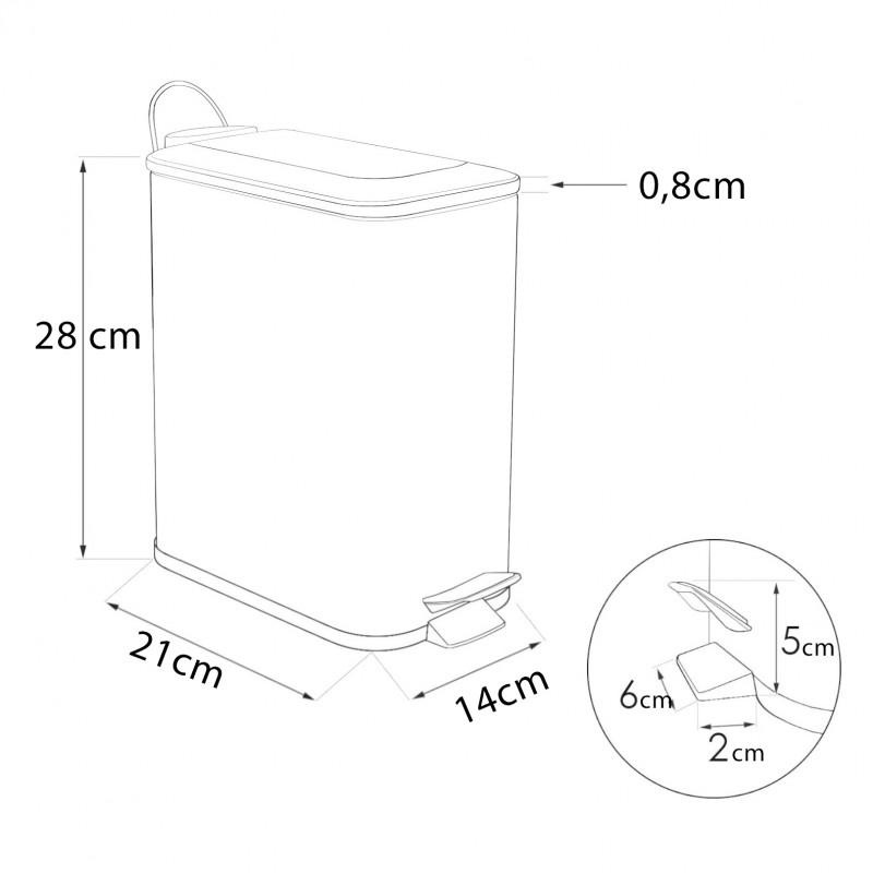 Pedaalemmer - prullenbak badkamer - 5 liter - wit bamboe