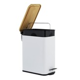 Pedaalemmer - prullenbak badkamer - 5 liter - wit bamboe