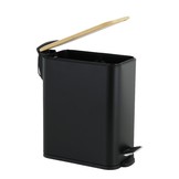 Pedaalemmer - prullenbak badkamer - 5 liter - zwart bamboe
