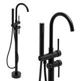 Vrijstaande badkraan - zwart - met handdouche - 114 cm hoog
