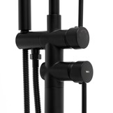 Vrijstaande badkraan - zwart - met handdouche - 114 cm hoog