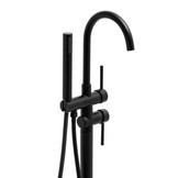Vrijstaande badkraan - zwart - met handdouche - 114 cm hoog