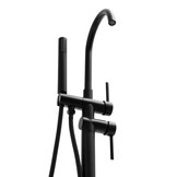 Vrijstaande badkraan - zwart - met handdouche - 114 cm hoog