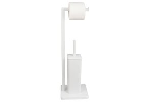 WC rolhouder staand met toiletborstel - 20x63cm - wit