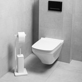 WC rolhouder staand met toiletborstel - 20x63cm - wit