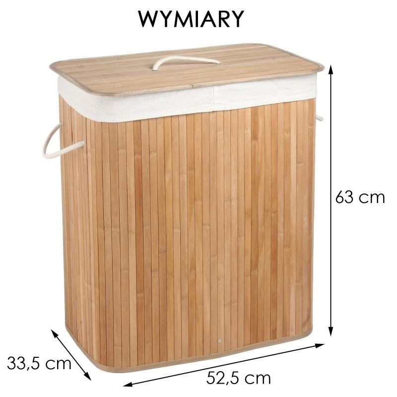 Wasmand - 2 vakken - 100 L - 52,5x33,5x63 cm - bamboe
