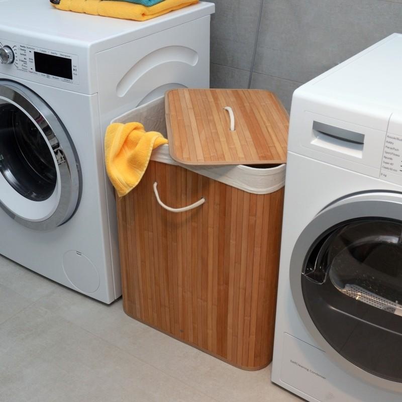 Wasmand - 2 vakken - 100 L - 52,5x33,5x63 cm - bamboe