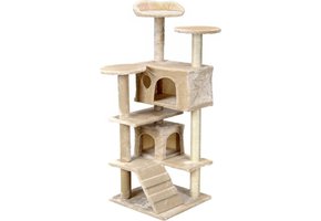 Krabpaal kattenboom XXL 131 x 58 x 50 cm beige