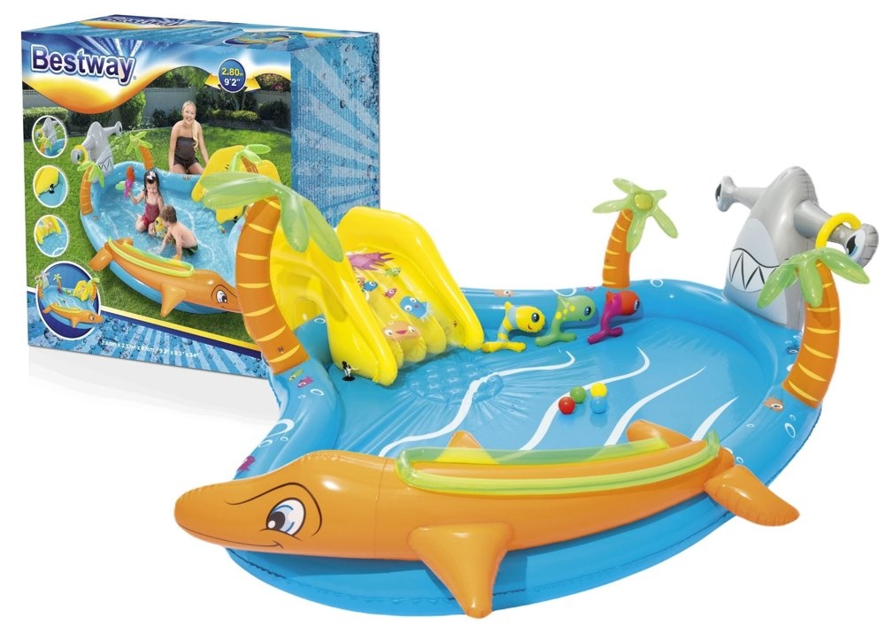 Bestway vissen - kinderzwembad met glijbaan - 280x257x87 cm