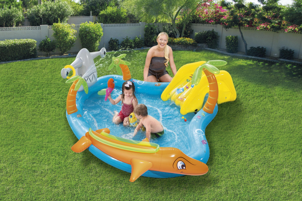 Bestway vissen - kinderzwembad met glijbaan - 280x257x87 cm