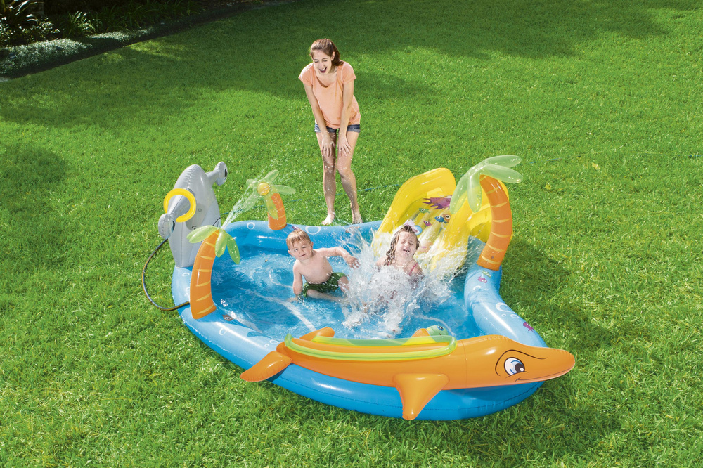 Bestway vissen - kinderzwembad met glijbaan - 280x257x87 cm
