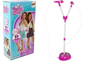 Microfoon kind - duo set met standaard - roze