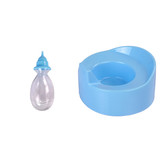 Babypop - plaspop - 30 cm - met fles en potje - blauw