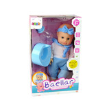 Babypop - plaspop - 30 cm - met fles en potje - blauw