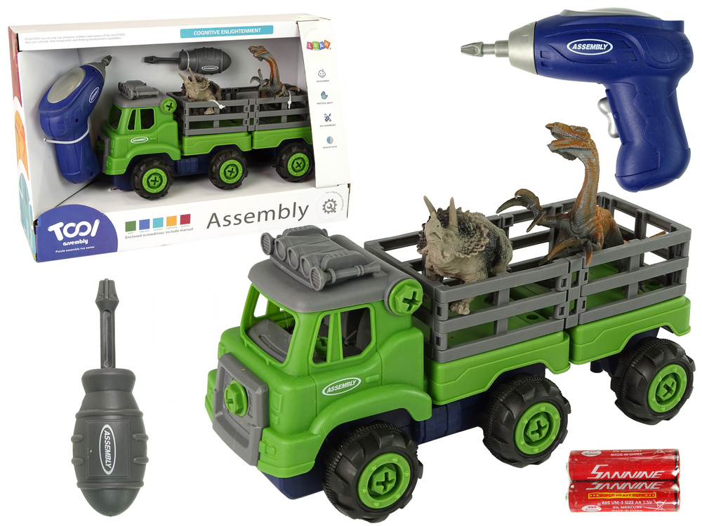 Speelgoed auto - dino transport truck - 30x12x15 cm - groen