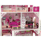 Houten poppenhuis - Villa Nadia - met meubels - 87x90 cm - roze