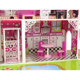 Houten poppenhuis - Villa Nadia - met meubels - 87x90 cm - roze