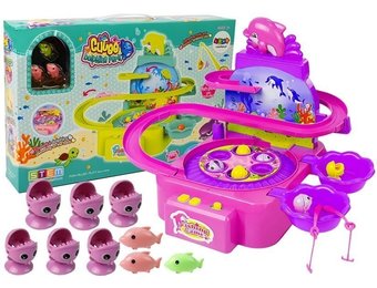 Visspel - hengelspel - roze paars