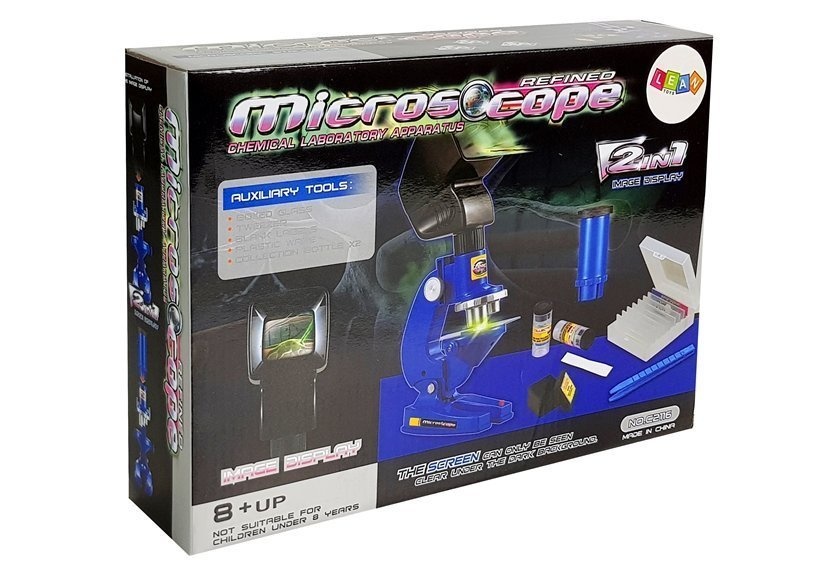 Microscoop kind - 100x - 200x - 450x - blauw
