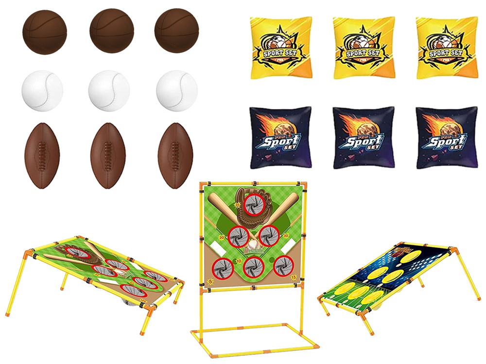 Werpspel - met 3 verschillende borden en ballen - 64 x 62 cm