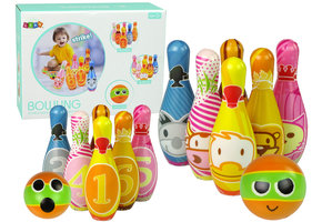 Kegelspel - foam - met getallen en dieren - 19 cm hoog