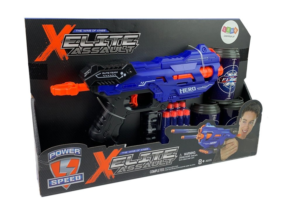 Nerf gun - 29x15x5cm - 8 schuimpatronen - 18m bereik - blauw
