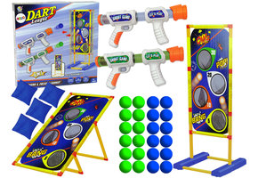 Schietsspel - werpspel - met ballen en speelgoed pistolen