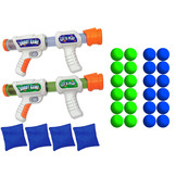 Schietsspel - werpspel - met ballen en speelgoed pistolen