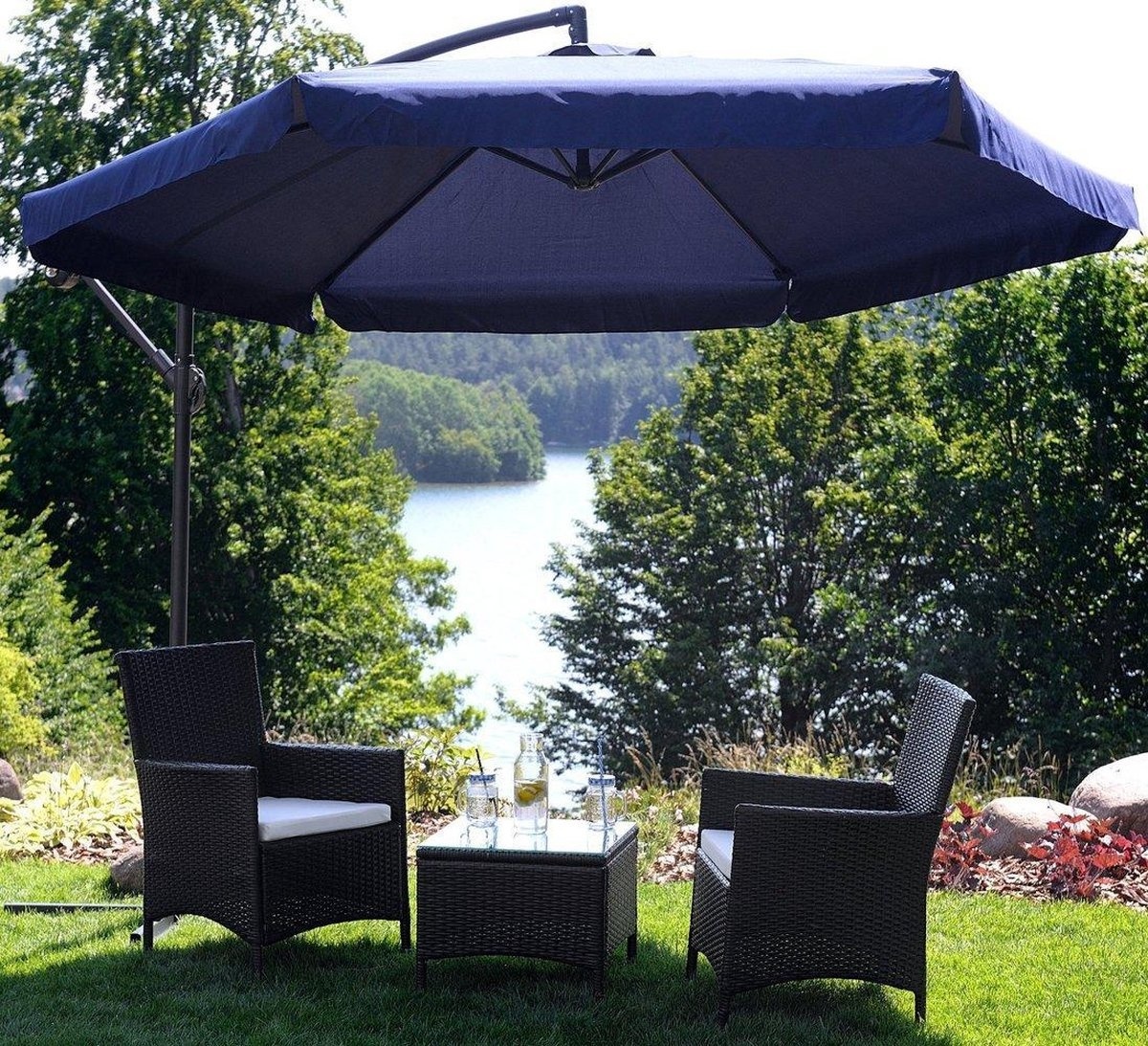 Zweefparasol - inklapbaar - marineblauw - Ø 300 cm