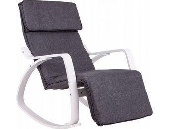 Schommelstoel met verstelbare voetsteun - grijs & wit