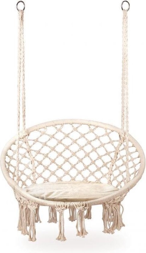 Hangstoel met kussen - schommelmand - wit