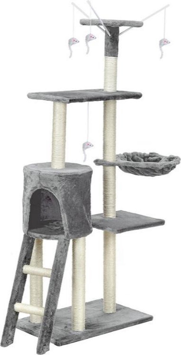 Krabpaal kattenboom XXL 135 x 97 x 55 cm grijs