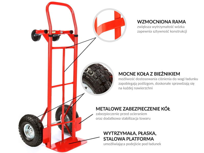 Steekwagen - transportwagen - opvouwbaar - tot 250 kg - rood