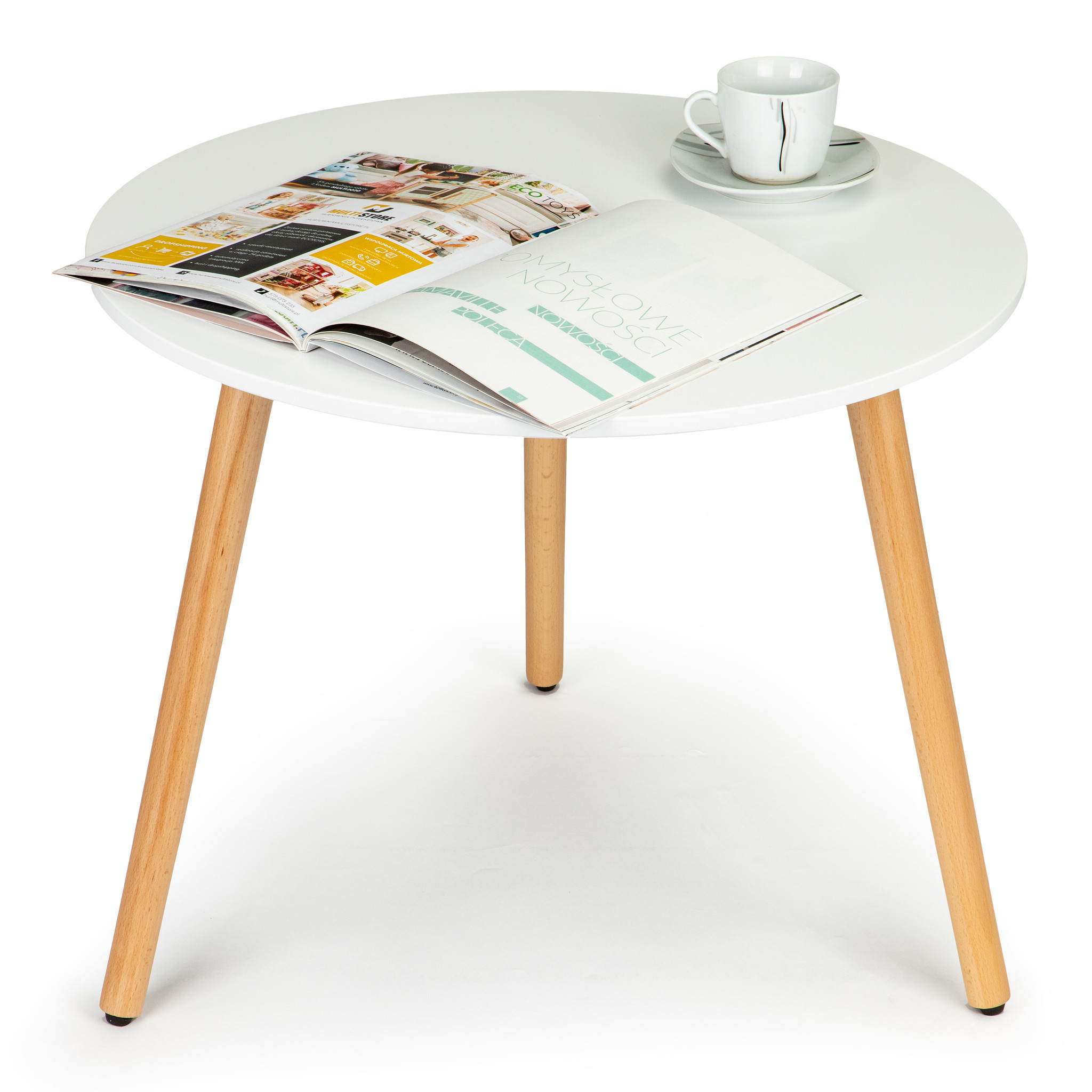 Salontafel - rond - 60x47,5 cm - wit grenen