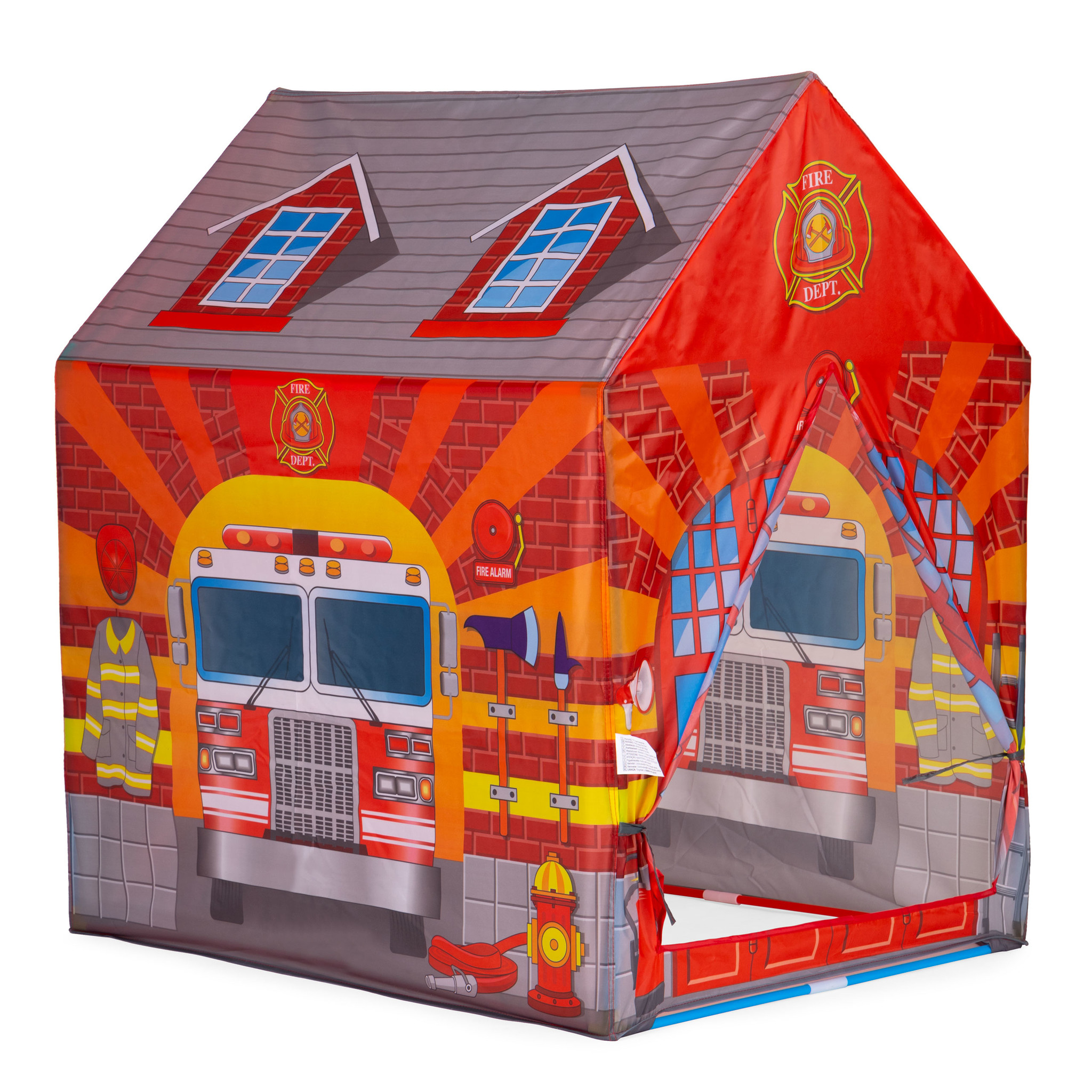 Speeltent - brandweer - met tunnel - 190x73x102 cm - rood