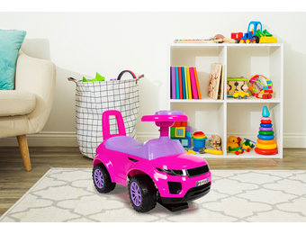 Loopauto - met geluid - 62,5x28x40 cm - roze