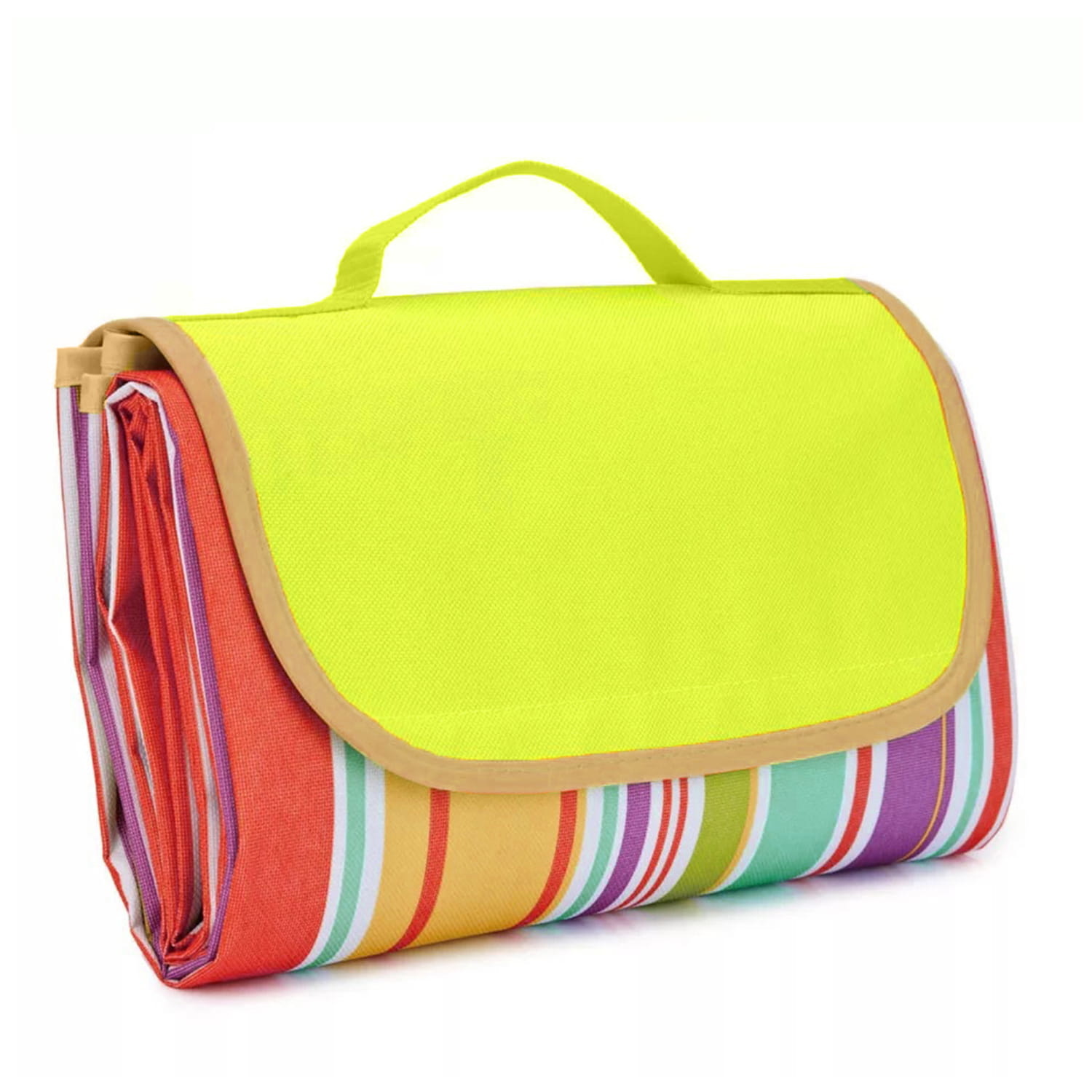 Picknickkleed - waterdicht - 150x200cm - geel paars - gestreept