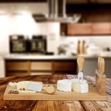 Borrelplank - kaasplankje - bamboe - met messen - 38,5x28 cm