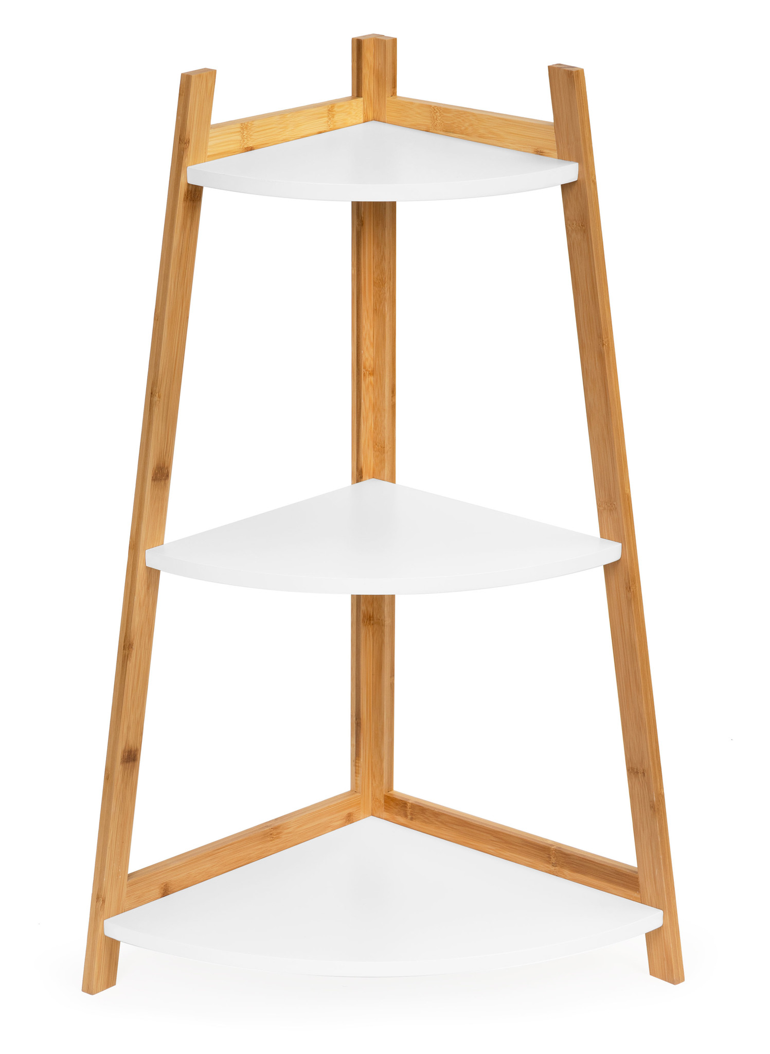 Hoekkastje - bamboe - 3 schappen - 56,5x40x84,5 cm - wit