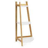 Hoekkastje - bamboe - 3 schappen - 56,5x40x84,5 cm - wit
