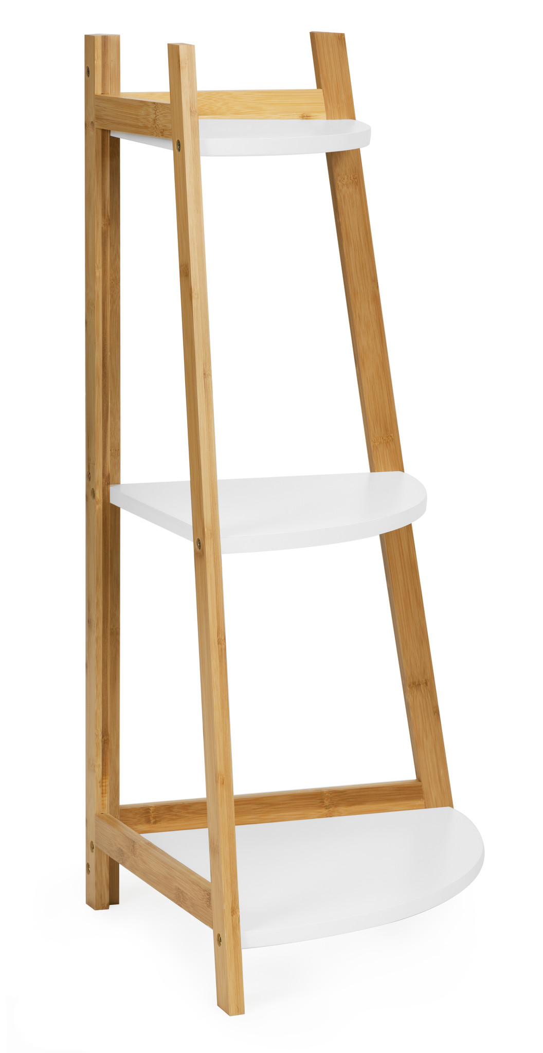 Hoekkastje - bamboe - 3 schappen - 56,5x40x84,5 cm - wit