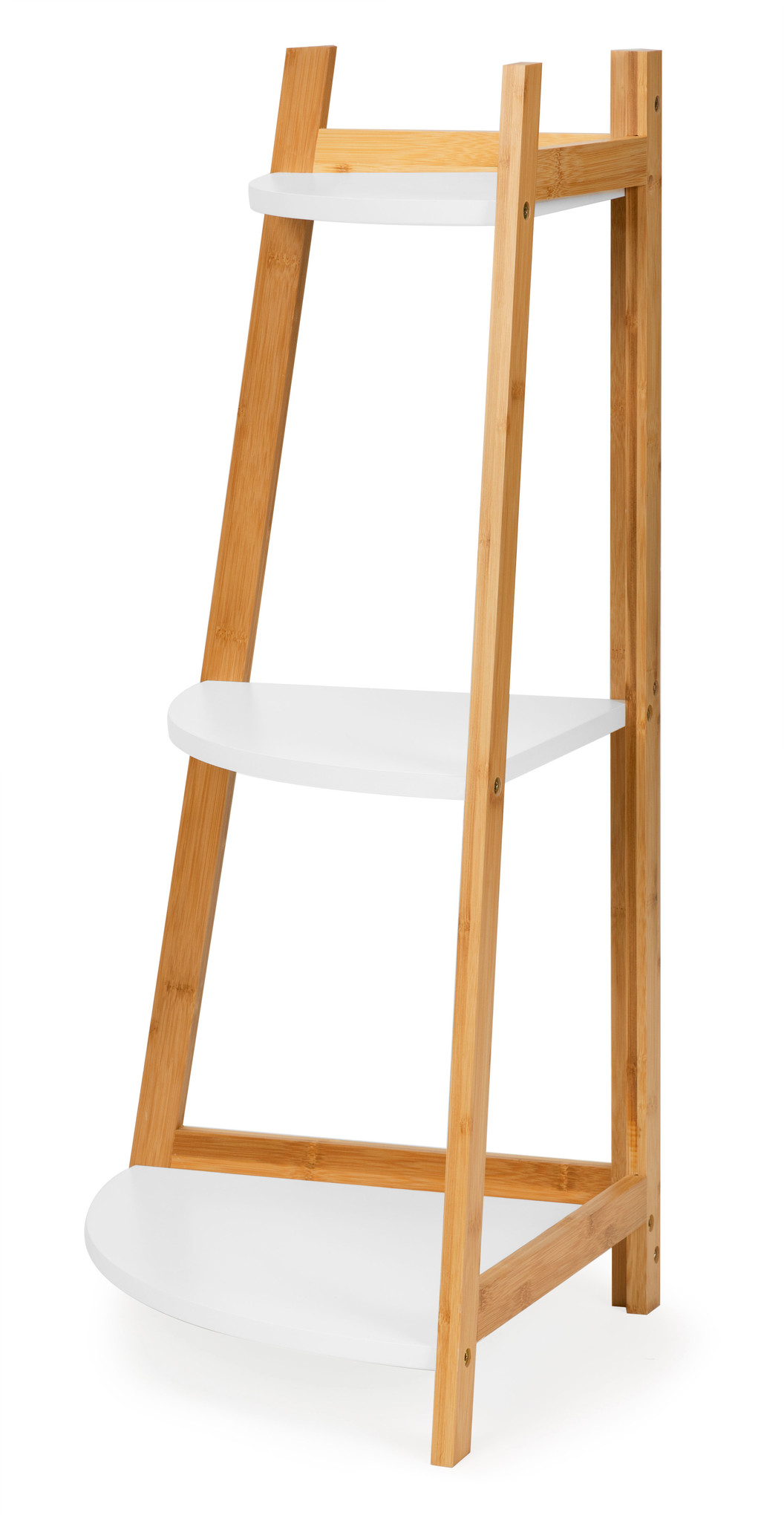 Hoekkastje - bamboe - 3 schappen - 56,5x40x84,5 cm - wit