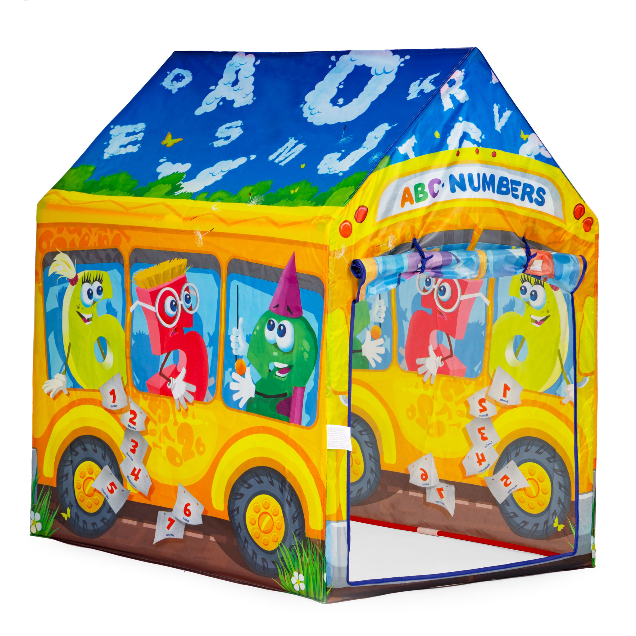 Speeltent - getallen bus - 96x73x102 cm - polyester